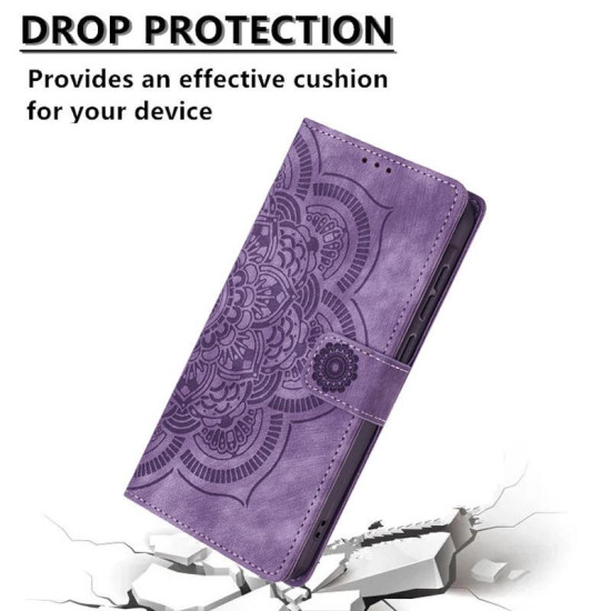 For Samsung Galaxy S24+ 5G Mandala Embossed Retro Frosted Leather Phone Case(Purple)