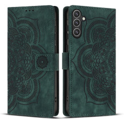 For Samsung Galaxy S24+ 5G Mandala Embossed Retro Frosted Leather Phone Case(Green)
