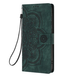 For Samsung Galaxy S24+ 5G Mandala Embossed Retro Frosted Leather Phone Case(Green)