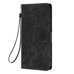 For Samsung Galaxy S24+ 5G Mandala Embossed Retro Frosted Leather Phone Case(Black)