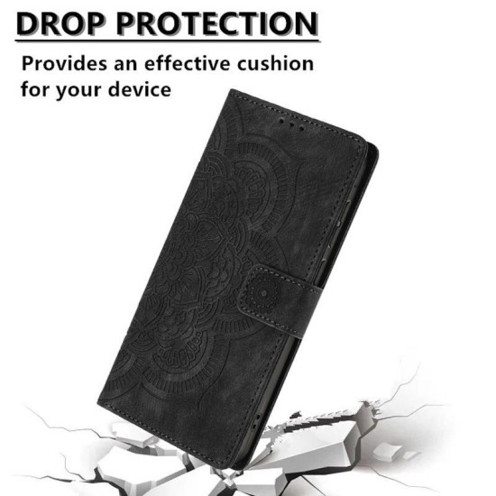 For Samsung Galaxy S24+ 5G Mandala Embossed Retro Frosted Leather Phone Case(Black)