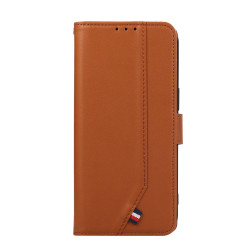 For Samsung Galaxy S23 5G ABEEL Delicate Texture Splicing RFID Leather Phone Case(Brown)