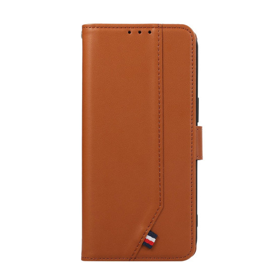 For Samsung Galaxy S23 5G ABEEL Delicate Texture Splicing RFID Leather Phone Case(Brown)