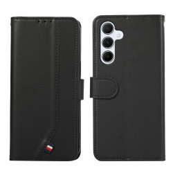 For Samsung Galaxy S24+ 5G ABEEL Delicate Texture Splicing RFID Leather Phone Case(Black)