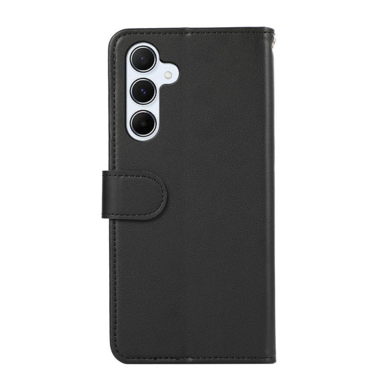 For Samsung Galaxy S24+ 5G ABEEL Delicate Texture Splicing RFID Leather Phone Case(Black)