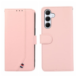 For Samsung Galaxy S24+ 5G ABEEL Delicate Texture Splicing RFID Leather Phone Case(Pink)