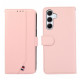 For Samsung Galaxy S24+ 5G ABEEL Delicate Texture Splicing RFID Leather Phone Case(Pink)