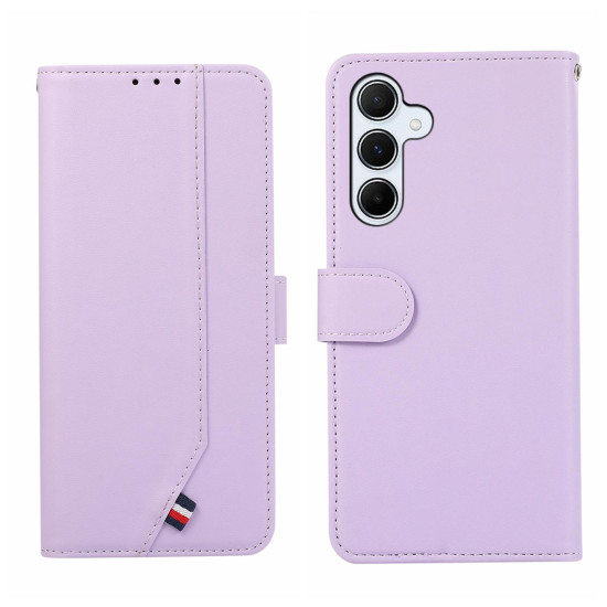 For Samsung Galaxy S24+ 5G ABEEL Delicate Texture Splicing RFID Leather Phone Case(Purple)
