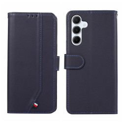 For Samsung Galaxy S24+ 5G ABEEL Delicate Texture Splicing RFID Leather Phone Case(Blue)