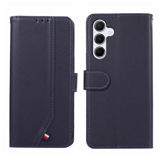 For Samsung Galaxy S24+ 5G ABEEL Delicate Texture Splicing RFID Leather Phone Case(Blue)