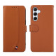 For Samsung Galaxy S24+ 5G ABEEL Delicate Texture Splicing RFID Leather Phone Case(Brown)