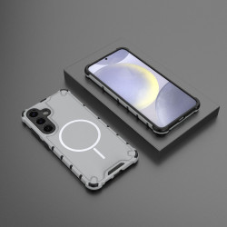 For Samsung Galaxy S24+ 5G Grating Solid Color MagSafe Magnetic Phone Case(Light Grey)