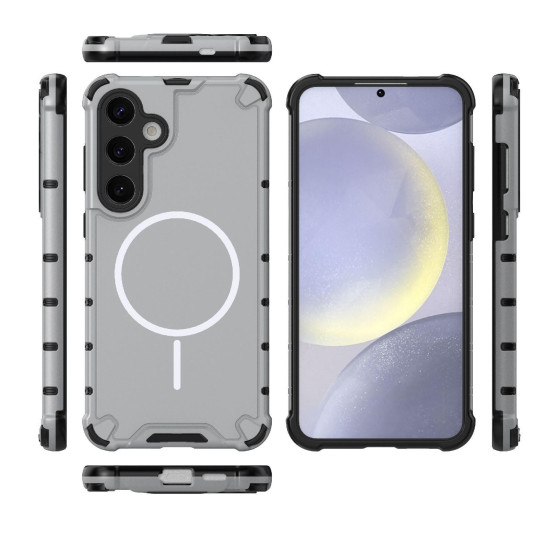 For Samsung Galaxy S24+ 5G Grating Solid Color MagSafe Magnetic Phone Case(Light Grey)