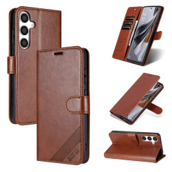 For Samsung Galaxy S24+ 5G AZNS Sheepskin Texture Flip Leather Phone Case(Brown)