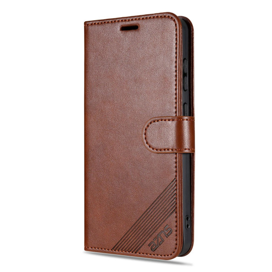 For Samsung Galaxy S24+ 5G AZNS Sheepskin Texture Flip Leather Phone Case(Brown)