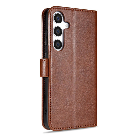 For Samsung Galaxy S24+ 5G AZNS Sheepskin Texture Flip Leather Phone Case(Brown)
