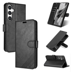 For Samsung Galaxy S24+ 5G AZNS Sheepskin Texture Flip Leather Phone Case(Black)