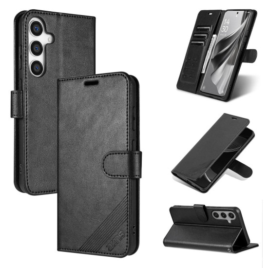 For Samsung Galaxy S24+ 5G AZNS Sheepskin Texture Flip Leather Phone Case(Black)