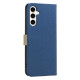 For Samsung Galaxy S23+ 5G Splicing Color Hollow Flower Pattern RFID Leather Phone Case(Dark Blue)