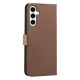 For Samsung Galaxy S23+ 5G Splicing Color Hollow Flower Pattern RFID Leather Phone Case(Brown)
