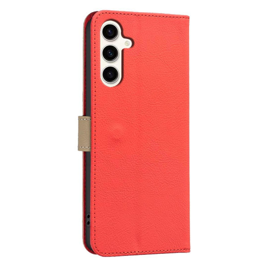 For Samsung Galaxy S23+ 5G Splicing Color Hollow Flower Pattern RFID Leather Phone Case(Red)