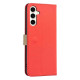 For Samsung Galaxy S23+ 5G Splicing Color Hollow Flower Pattern RFID Leather Phone Case(Red)