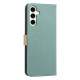 For Samsung Galaxy S23+ 5G Splicing Color Hollow Flower Pattern RFID Leather Phone Case(Green)