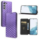 For Samsung Galaxy S23 5G Cubic Grid Texture Flip Leather Phone Case(Purple)