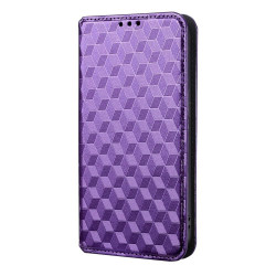 For Samsung Galaxy S23 5G Cubic Grid Texture Flip Leather Phone Case(Purple)