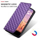 For Samsung Galaxy S23 5G Cubic Grid Texture Flip Leather Phone Case(Purple)