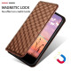 For Samsung Galaxy S23 5G Cubic Grid Texture Flip Leather Phone Case(Brown)