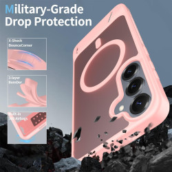 For Samsung Galaxy S24+ 5G Frosted Holder PC Hybrid TPU MagSafe Phone Case(Pink)
