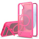 For Samsung Galaxy S24+ 5G Frosted Holder PC Hybrid TPU MagSafe Phone Case(Rose Red)