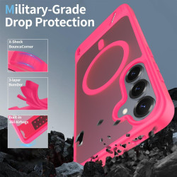 For Samsung Galaxy S24+ 5G Frosted Holder PC Hybrid TPU MagSafe Phone Case(Rose Red)