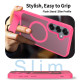 For Samsung Galaxy S24+ 5G Frosted Holder PC Hybrid TPU MagSafe Phone Case(Rose Red)