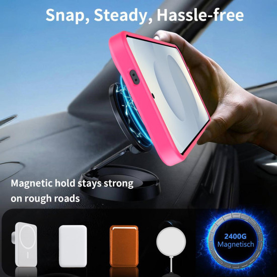 For Samsung Galaxy S24+ 5G Frosted Holder PC Hybrid TPU MagSafe Phone Case(Rose Red)