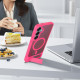 For Samsung Galaxy S24+ 5G Frosted Holder PC Hybrid TPU MagSafe Phone Case(Rose Red)