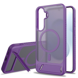 For Samsung Galaxy S24+ 5G Frosted Holder PC Hybrid TPU MagSafe Phone Case(Purple)