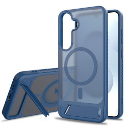For Samsung Galaxy S24+ 5G Frosted Holder PC Hybrid TPU MagSafe Phone Case(Royal Blue)