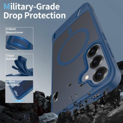 For Samsung Galaxy S24+ 5G Frosted Holder PC Hybrid TPU MagSafe Phone Case(Royal Blue)