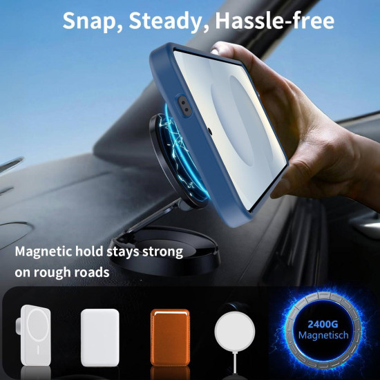 For Samsung Galaxy S24+ 5G Frosted Holder PC Hybrid TPU MagSafe Phone Case(Royal Blue)