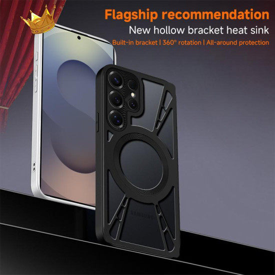 For Samsung Galaxy S24+ 5G Silicone Cooling Hollow Metal MagSafe Phone Case(Silver)