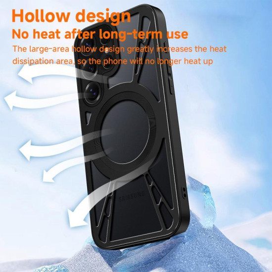 For Samsung Galaxy S24+ 5G Silicone Cooling Hollow Metal MagSafe Phone Case(Silver)