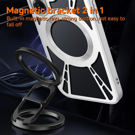 For Samsung Galaxy S24+ 5G Silicone Cooling Hollow Metal MagSafe Phone Case(Silver)