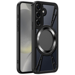 For Samsung Galaxy S24+ 5G Silicone Cooling Hollow Metal MagSafe Phone Case(Black)
