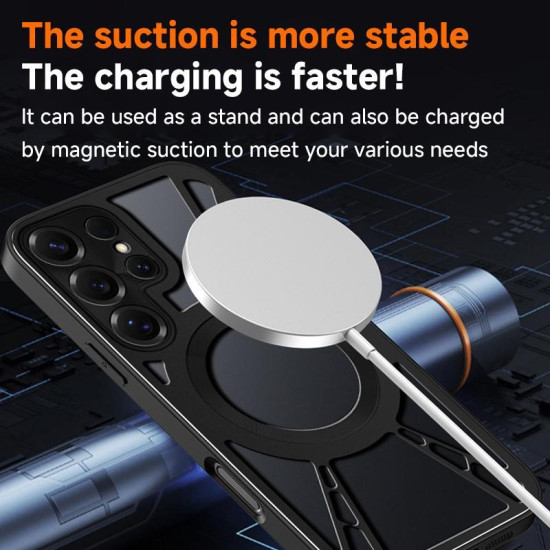 For Samsung Galaxy S24+ 5G Silicone Cooling Hollow Metal MagSafe Phone Case(Black)