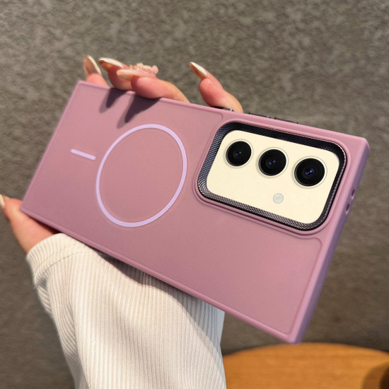 For Samsung Galaxy S24+ 5G Metal Diamond Texture Lens Frame MagSafe Phone Case(Purple)