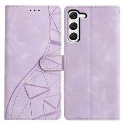 For Samsung Galaxy S23+ 5G Triangles Embossed Leather Phone Case(Purple)