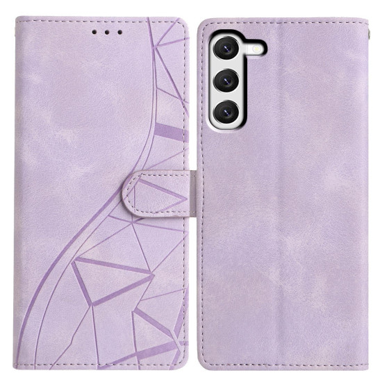 For Samsung Galaxy S23+ 5G Triangles Embossed Leather Phone Case(Purple)