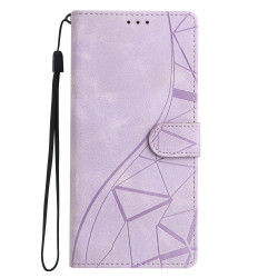 For Samsung Galaxy S23+ 5G Triangles Embossed Leather Phone Case(Purple)